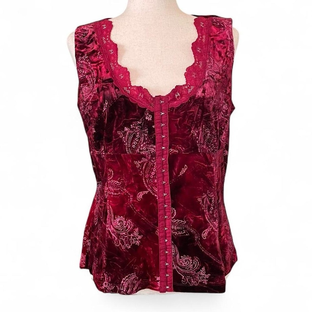 Ing Burgundy Velvet Women's Blouse